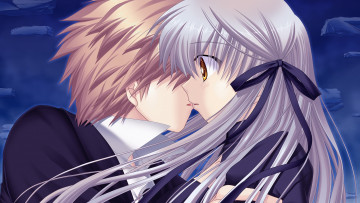 обоя аниме, rewrite, фон, взгляд, девушка