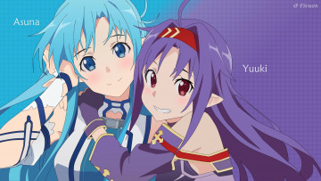 Картинка аниме sword+art+online девушки взгляд фон