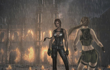 Картинка рисованное комиксы девушки фон замок огонь дождь