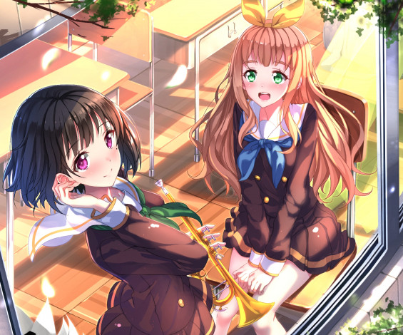 Обои картинки фото аниме, sound horizon, фон, взгляд, девушки