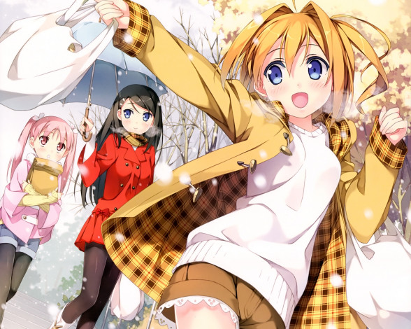 Обои картинки фото аниме, unknown,  другое, взгляд, девушки, фон