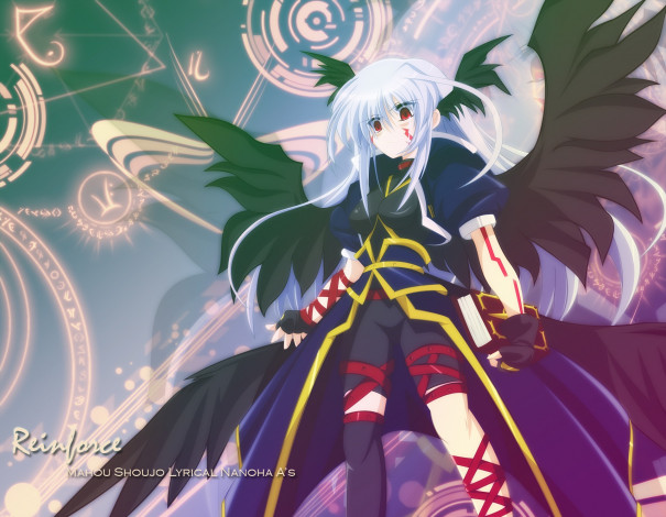 Обои картинки фото аниме, mahou shoujo lyrical nanoha, фон, взгляд, девушка