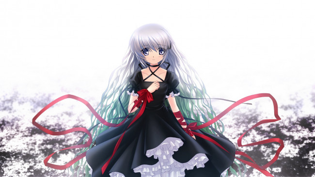 Обои картинки фото аниме, rewrite, девушка, фон, взгляд