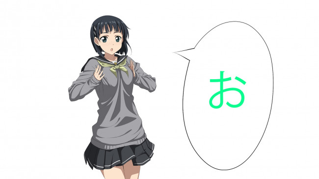 Обои картинки фото аниме, sword art online, взгляд, девушка, фон