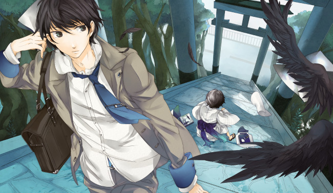 Обои картинки фото аниме, unknown,  другое, взгляд, парень, фон