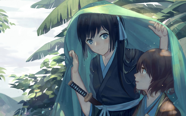 Обои картинки фото аниме, sound horizon, взгляд, девушки, фон