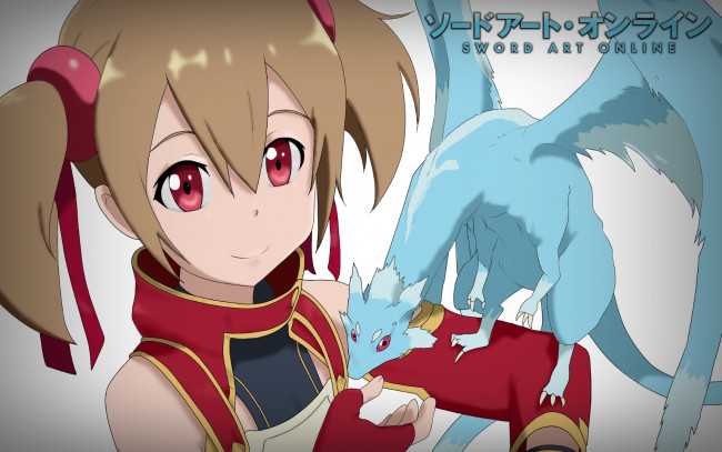 Обои картинки фото аниме, sword art online, девушка, фон, взгляд