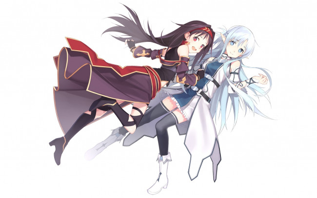 Обои картинки фото аниме, sword art online, взгляд, фон, девушка