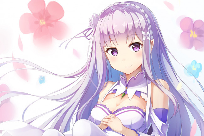 Обои картинки фото аниме, re,  zero kara hajimeru isekai seikatsu, девушка, взгляд, фон