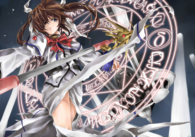 Обои картинки фото аниме, mahou shoujo lyrical nanoha, девушка, фон, взгляд