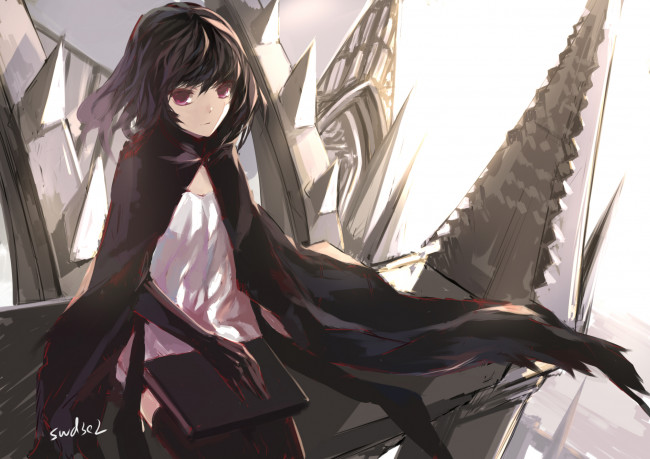 Обои картинки фото аниме, pixiv fantasia, девушка, взгляд, фон