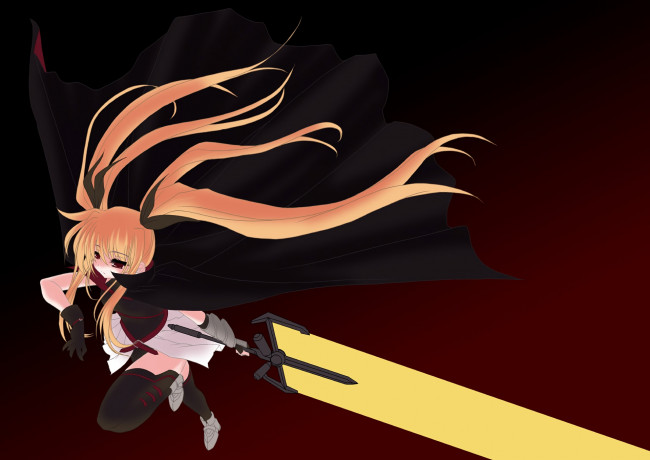 Обои картинки фото аниме, mahou shoujo lyrical nanoha, взгляд, девушка, фон