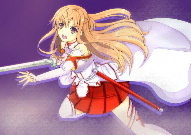 Обои картинки фото аниме, sword art online, девушка, взгляд, фон