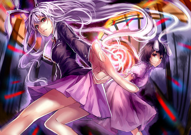 Обои картинки фото аниме, touhou, фон, взгляд, девушка