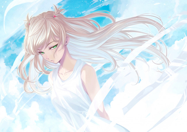 Обои картинки фото аниме, unknown,  другое, фон, взгляд, девушка