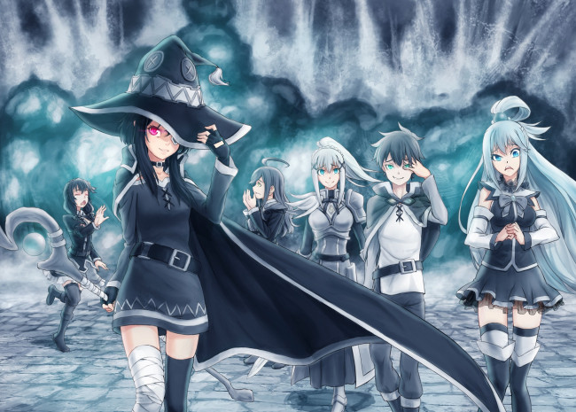 Обои картинки фото аниме, kono subarashii sekai ni shukufuku wo, девушка, взгляд, фон