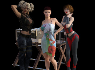 Картинка 3д+графика люди+ people девушки взгляд фон