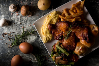 Картинка еда вторые+блюда салат пончики соус картофель фри мясо