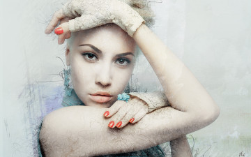 Картинка разное компьютерный+дизайн руки девушка арт блондинка лицо перчатки