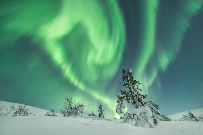 Обои картинки фото природа, северное сияние, простор