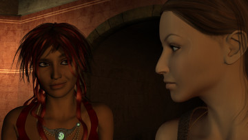 обоя 3д графика, фантазия , fantasy, фон, взгляд, девушки