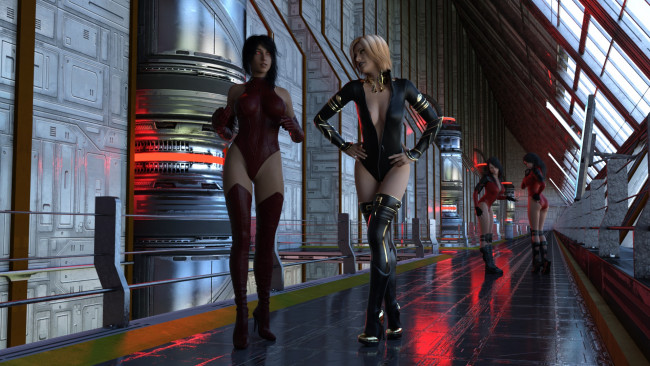 Обои картинки фото 3д графика, фантазия , fantasy, взгляд, девушки, фон