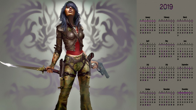 Обои картинки фото календари, видеоигры, девушка, оружие