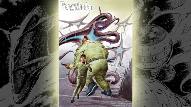 Обои картинки фото рисованное, комиксы, люди, чудовища, сражение, корабли, космос