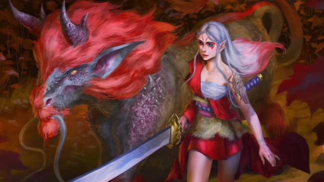 Обои картинки фото фэнтези, красавицы и чудовища, lady, kirin, fadly, romdhani