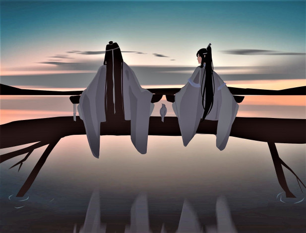 Обои картинки фото аниме, mo dao zu shi, лань, ванцзи, сычжуй, гуцинь