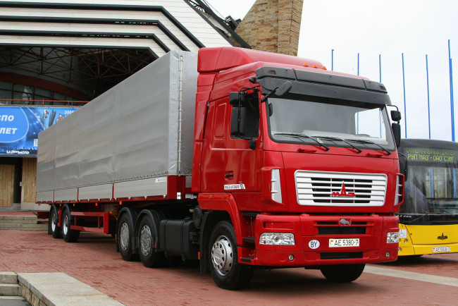 Обои картинки фото автомобили, маз, maz, red, фура
