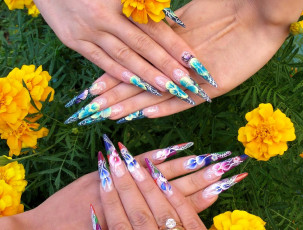 Картинка разное руки +ноги ногти цветы