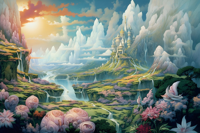 Обои картинки фото фэнтези, замки, нейросети, графика, нейроарт, ai, art, нейронные, сети, рисунки, нейро, искусство