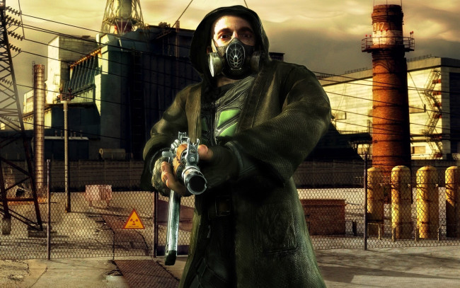 Обои картинки фото видео игры,  shadow of chernobyl, сталкер, оружие, маска, чернобыль, станция