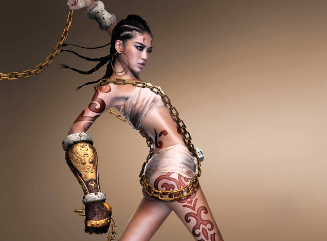 Обои картинки фото видео игры, grand warriors, девушка, орнамент, цепи