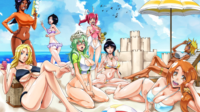 Обои картинки фото аниме, unknown,  другое , девушки, на, пляже