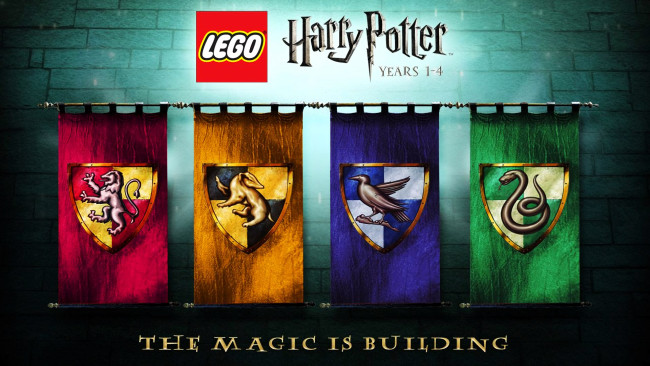 Обои картинки фото видео игры, lego harry potter,  years 1-4, флаги, гербы, животные, факультеты, хогвардс
