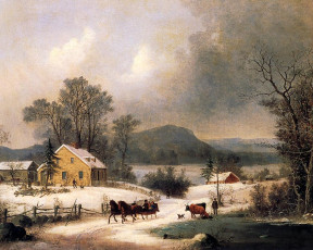 обоя george, henry, durrie, рисованные