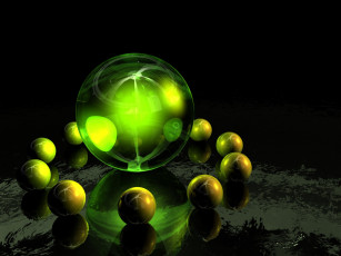Картинка 3д графика другое шары зелёный