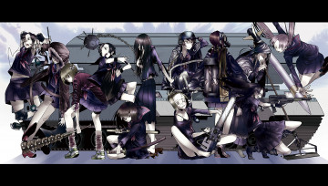 Картинка аниме weapon blood technology девушки танк оружие