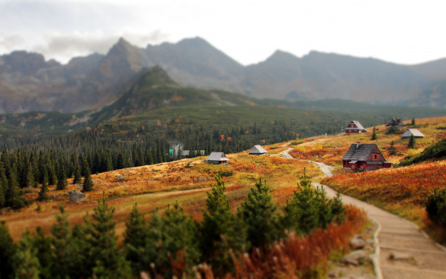 Обои картинки фото природа, пейзажи, татры, хижины, горы, дорожка