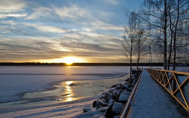 Обои картинки фото природа, восходы, закаты, море, облака, закат