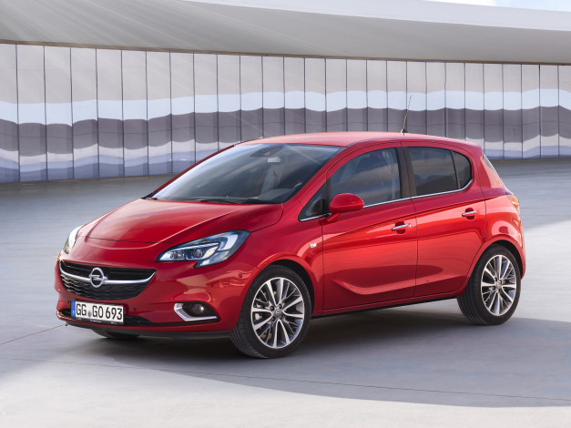 Обои картинки фото автомобили, opel, 5-door, corsa, красный, 2014г