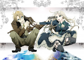 Картинка аниме hetalia +axis+powers пистолеты оружие девушка италия и страны оси парень