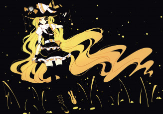 Картинка аниме touhou art шляпа kirisame marisa маска длинные волосы ideolo
