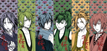 Картинка аниме hakuoki hakuouki коллаж парни узоры