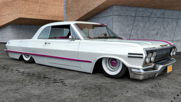 Картинка автомобили 3д 1963г chevrolet фон автомобиль