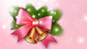 Картинка праздничные векторная+графика+ новый+год колокольчики бантик ветка