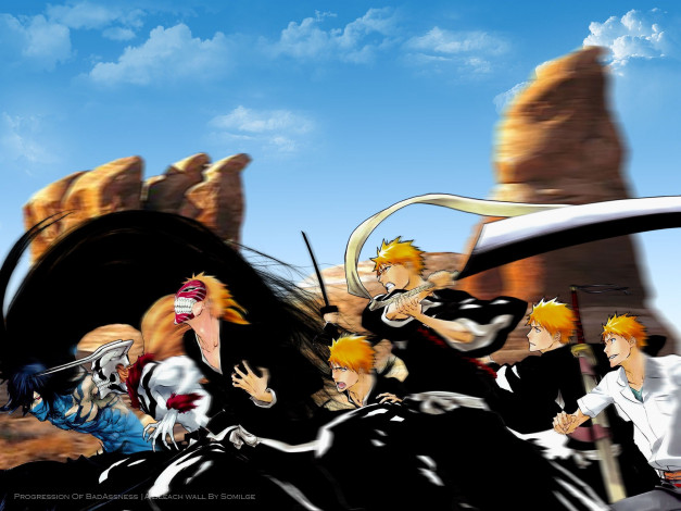 Обои картинки фото аниме, bleach, ичиго, куросаки, арт, блич