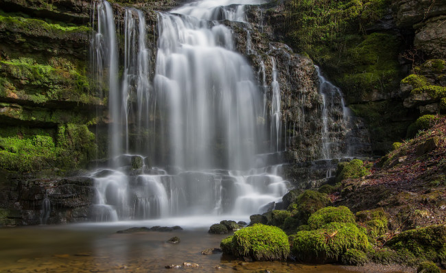 Обои картинки фото природа, водопады, река, водопад, лес